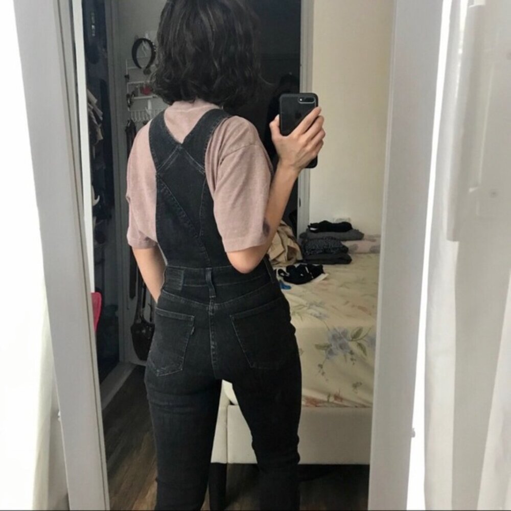 Levis washed blk slim leg overalls 27 ankle - Picture 6 of 7